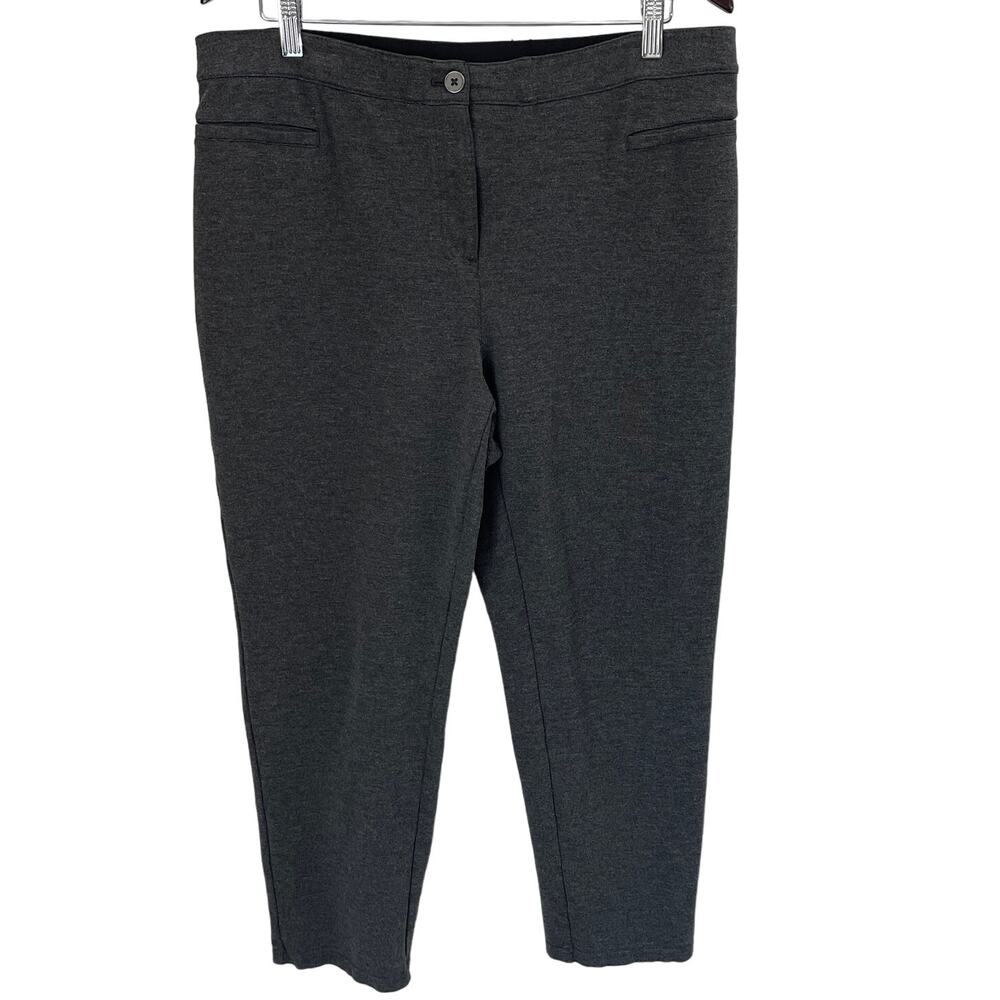 CHICO'S So Slimming Gray Ponte Knit Pants Straight Leg Size 2.5 Short or US L